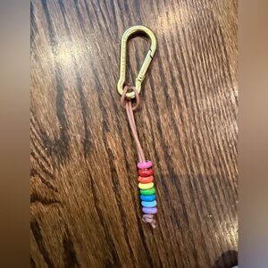 Multicolor Beaded Keychain with Gold Clip